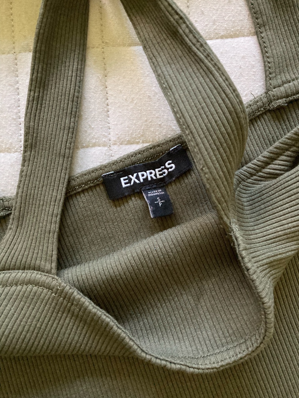 Express Women’s Olive Ribbed Tank Top - Picture 2 of 4